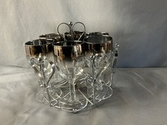MCM Silver Fade/Ombre Set w Chrome Heart Caddy set of 6