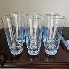 6 Vintage Light Ice Blue Drinking Water Glasses Tumblers 5.5″
