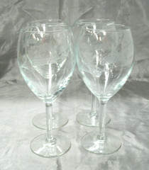 Javit? WHEAT Stem #120 Set of 4~8-1/2″ 16oz Water Goblets Cut To Gray Lovely EC