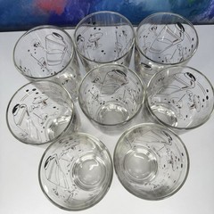 Cocktail Tumbler MCM Glasses Black & Gold Set of 8 Midcentury Modern Vintage