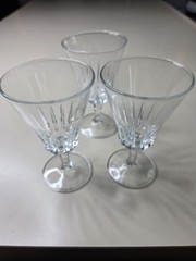 Vintage Italian Glass Wine Goblets Set of 3 – Clear Fluted Faceted Design