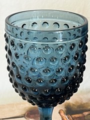 Vintage Blue Hobnail Goblets MCM Set of Four
