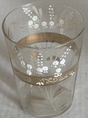 Vintage Bohemian Czech Glass Gold Gild Enamel Cup Set of 5