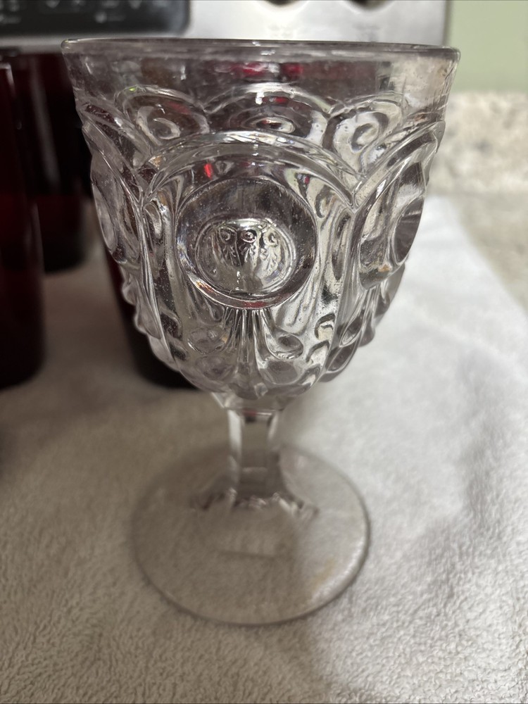 c 1860s BULL»S EYE by Various Makers COLORLESS FLINT 6 1/4″ H Goblet