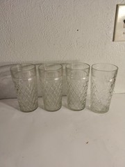 Indiana Glass Quilted Diamond Flat Iced Tea Tumblers Glasses 12 oz 6″ Lot of 4