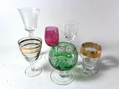 Vintage Lot (A) of 6 Mixed Various Designs Boho Cordial Glasses
