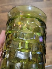 Vintage Indiana Glass Company Avocado Green Colony Whitehall Cubic Glassware