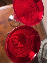2 Water Goblet Glasses Artland Renaissance Ruby Red 8 1/8″ Christmas
