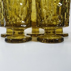 5 Fostoria Lemon Twist PEBBLE BEACH By Ben Seibel 10 OZ Footed Goblets 6″ Tall