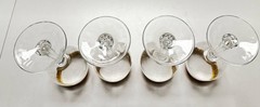Cellini 24K GOLD Trim Etched Blown Crystal Wine Glasses Set of 4 Italy