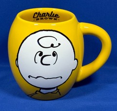CHARLIE BROWN Ceramic Mug GOOD GRIEF! BioWorld PEANUTS Yellow 20oz. EXC COND
