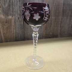 Ajka Marsala PURPLE Lavender CUT TO CLEAR Crystal Glass 8 3/8” HOCK WINE GOBLET