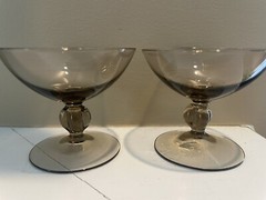 Orrefors Simon Gate Amber Smoke Champagne/ Tall Sherbet 2-1/4” Vintage MCM Glass