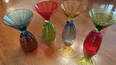 Art Deco Art Glass Mid Century Modern, Reversible, Wine, Martini Glasses