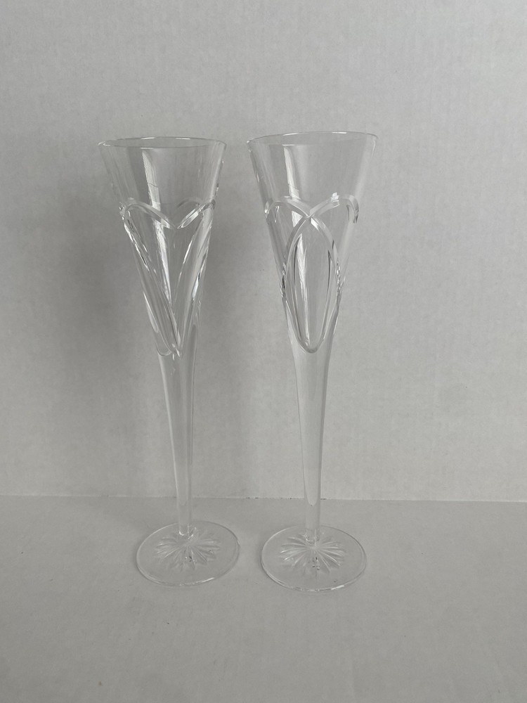 WATERFORD Crystal WISHES LOVE & ROMANCE Set of 2 Champagne Flutes