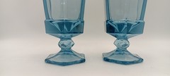 Vintage Fostoria Virginia Light Blue Iced Tea Glass Water Goblets Set of 2 Heavy