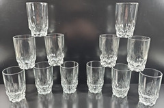 12 Arcoroc Artic Juice Glasses Set Clear Cut Drinking Tumbler Cristal France Lot