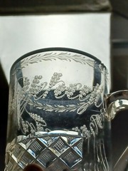 Mid 19th Century German Engraved Aus Freundschaft Flint Glass Mug / Tankard