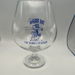 Wharf Rat Victoria Station 22 oz Snifter Glass w/Blue Decorated Print Whimsical