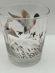 Libbey Mallard Ducks Whiskey Low Ball Cocktail Glass Vintage 1970s