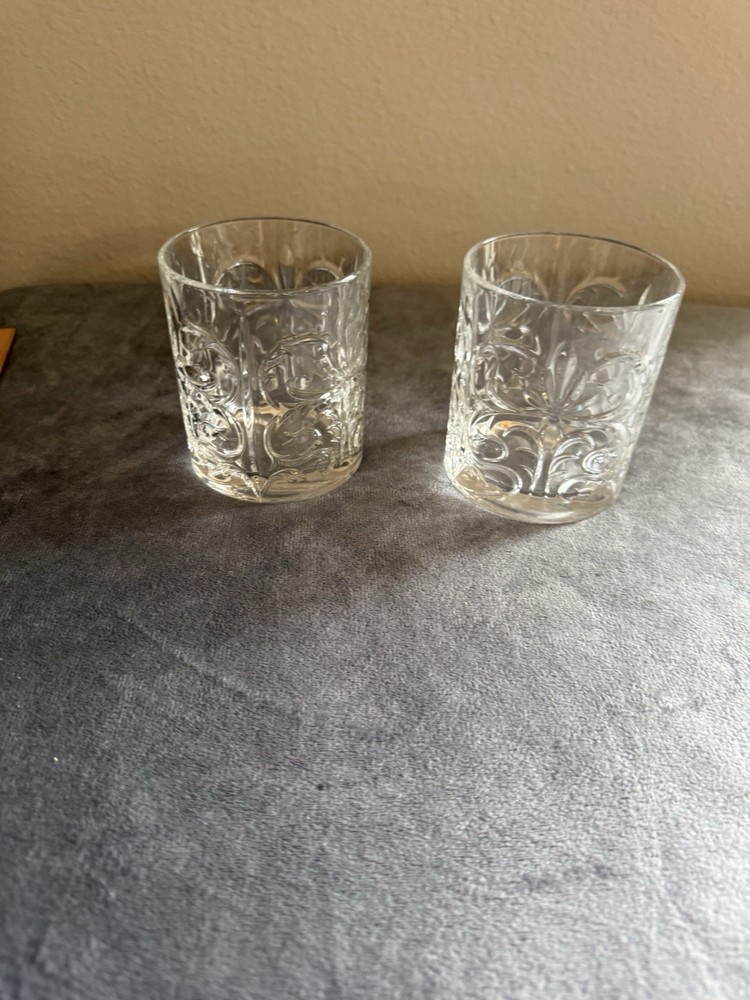 6 Italian Crystal Tattoo Pattern Double Old Fashioned Rocks Glasses Set of 2