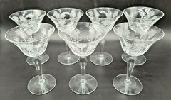 SET OF 7 MORGANTOWN MAYFAIR OPTIC 7668, 7711 – COCKTAIL CHAMPAIGN GLASSES 5 1/8″