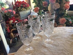 NWT Set of 4 Shannon Crystal SOUTH BEACH Palm Tree Iced Tea Water Stem Glasses