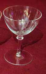 1 Vintage Blown Crystal Small Glasses 3 roses 2&1 Wheel Etched Wafer Thin 4 3/8″