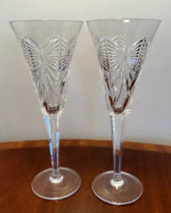 New in Box 2 WATERFORD CRYSTAL Millennium Happiness Champagne Toasting Flutes