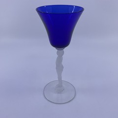 Seneca Crystal Frosted and Regal Blue Bashful Nude Stem Cocktail / Wine