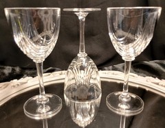 3 RCR Royal Crystal Rock MAGNOLIA Swag Cut Fine Crystal Wine Goblets Glasses Set