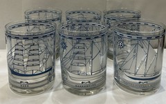 VINTAGE GEORGES BRIARD OLD FASHION GLASSES SET OF 6 SAILING SHIPS 4”’ READ**