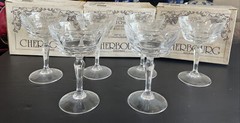W.M. Dalton Cherbourg French Lead Crystal Champagne Sherbet Glasses Set of 6 -K2