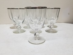 8 VTG MCM LIBBEY WATER PLATINUM RIM #3003-15 GOBLETS 5 3/8″