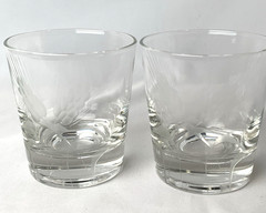 Vintage Etched Cocktail Glasses Wheat Pattern 3.5″ Tall MINT Condition
