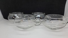 Set Of 4 Blown Glass Libbey Moderno Riekes Crisa Crystal Punch Cups