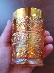 Super Pretty Marigold Fenton Carnival Glass Lily of the Valley Pattern Tumbler