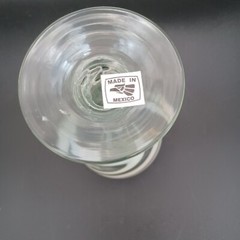 Handblown Art Glass Mexico Wine Glass Iridescent White Swirls Spiral Stemware
