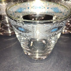 Set Of 4 Culver Sorrento Highball glasses , Silver Filigree W/ Turquoise