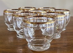 Anchor Hocking Gold Edge & Hairline Set of 8 Vintage Mid-Century Dessert Cups 3”
