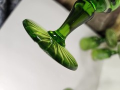 Vintage green sherry/ cordial glasses hand painted READ DESCRIPTION