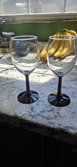 Luminarc France Vintage Domino Black Stemmed 6” Wine Glasses Set of 2