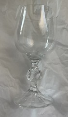 Bohemian Crystal Claudia 6.5” Wine Glasses Faceted Prism Ball Stem Set of 3