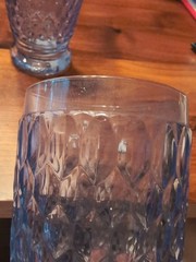 Pair Of Villeroy And Boch Blue High Ball Tumblers In Diamond Faceted Design