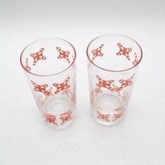 2 Vtg Mid-Century Pink Geometric Highball Glasses Tumblers 12oz Boho Southwest