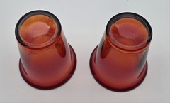 2 Vintage Amber Glass Cup Tumbler Insert 4″