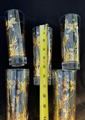 5 Vintage Hollywood Reg MCM William A Meier Gold Birds High Ball Glasses 11/15