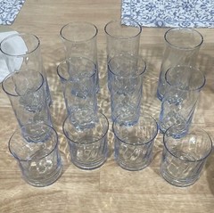 12 Pc. Ice Blue Swirl Glasses Possible Libby No Mark Granny Core VTG