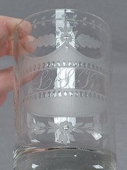 Bohemian Engraved Floral Shield & LSK Monogrammed Flint Tumbler C.1810-1830
