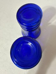 Maryland Glass Cobalt Blue Feather 8 Oz Flat Water Tumblers Set Of 2 1930